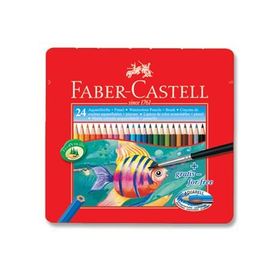 Faber Castell 24 Renk Metal Kutu Aquarel Suluboya Kalemi