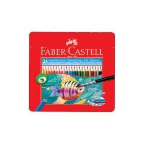 Faber Castell 24 Renk Metal Kutu Aquarel Suluboya Kalemi
