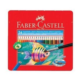 Faber Castell 24 Renk Metal Kutu Aquarel Suluboya Kalemi