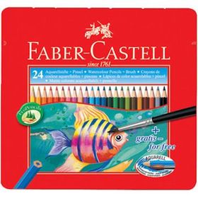 Faber Castell 24 Renk Metal Kutu Aquarel Suluboya Kalemi