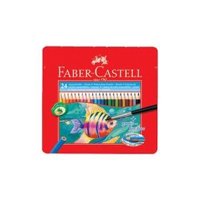 Faber Castell 24 Renk Metal Kutu Aquarel Suluboya Kalemi