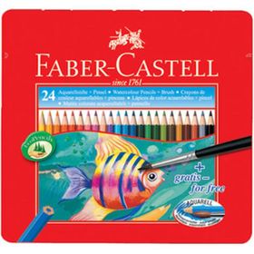 Faber Castell 24 Renk Metal Kutu Aquarel Suluboya Kalemi
