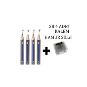 Faber Castell 4 Adet 2B Dereceli Kurşun Kalem + 1 Adet Hamur Silgi
