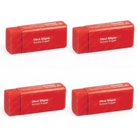 Faber Castell 4 Adet Kırmızı Küçük Boy Okul Silgisi