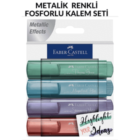 Faber Castell 4 Renk Yeni Metalik Renkler Fosforlu Kalem