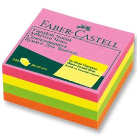 Faber-Castell 50x50 mm Karışık Fosforlu Renkli Yapışkan Notluk