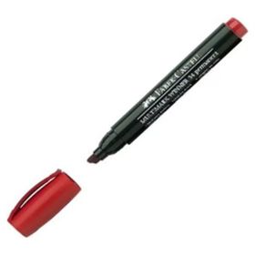 Faber Castell 54 Permanent Kesik Uç Kırmızı Markör Koli Kalemi