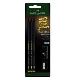 Faber Castell 5504000044 Black Edition 3 Adet Kalem + Silgi + Kalemtraş Sınav Seti