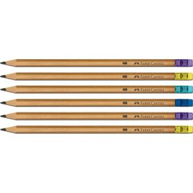 Faber Castell 6'lı Naturel Silgili Kurşun Kalem