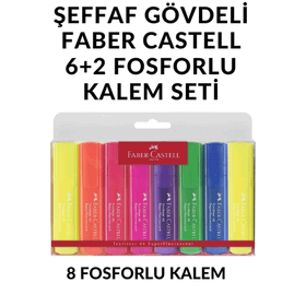 Faber Castell 8'li Şeffaf Renkler Fosforlu Kalem Seti
