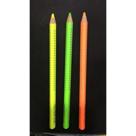 Faber Castell Ahşap Gövde Benekli Grip 3 Renk (Pembe - Turuncu - Mavi) Fosforlu Kalem