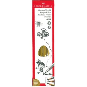 Faber Castell Altın 12'li Üçgen Metalik Mercanli Kurşun Kalem