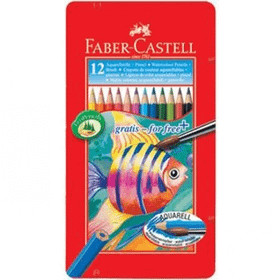Faber Castell Aquarel 12 Renk Metal Kutu Boya Kalemi