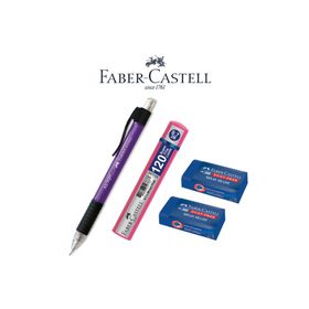 Faber Castell Auto 1338 0.7 mm Versatil Kalem + Grip Min 120'li 0.7 mm Uç 2 Adet Mavi Sınav Silgisi