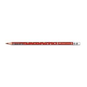 Faber Castell Başlık Yıldız Desenli Silgili Kırmızı Kurşun Kalem