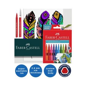 Faber Castell Comfort 12'li Bio Plastik Gövdeli Fırça Uçlu Keçeli Kalem