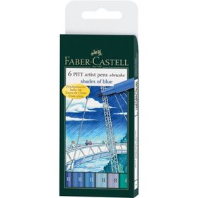Faber Castell Fırça Uç Gök Renkleri 6'lı Poşet Pitt Çizim Kalemi