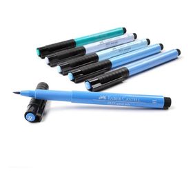 Faber Castell Fırça Uç Gök Renkleri 6'lı Poşet Pitt Çizim Kalemi
