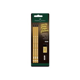 Faber Castell Gold Edition 2½B 3 Adet Sınav Kurşun Kalemi + Gold Silgi ve Kalemtıraş Sınav Seti