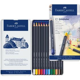 Faber Castell Goldfaber 12 li Teneke Kutuda Kuru Boya