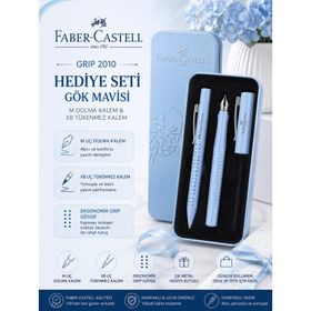 Faber Castell Grip 2011 Gök Mavi Dolma Kalem ve Tükenmez Kalem Seti