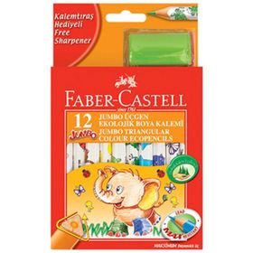Faber-Castell Jumbo Üçgen Beyaz 12 Li Kuru Boya Kalem