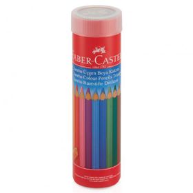 Faber Castell Jumbo Üçgen Beyaz 12 Renk Tam Boy Kuru Boya Kalemi