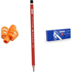 Faber-Castell Kurşun Kalem+Kalem Tutacağı+Silka Silgi