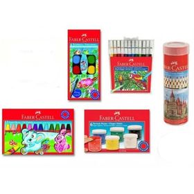 Faber Castell Kuru Boya-Sulu Boya-Pastel Boya-12 Renk Keçeli Kalem 5 Parça Boya Seti