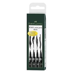 Faber Castell Pitt 4'lü Siyah Farklı Uç Artist Pen