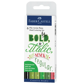 Faber Castell Pitt Artist Pen Yeşil 6'lı Kaligrafi Kalem Seti