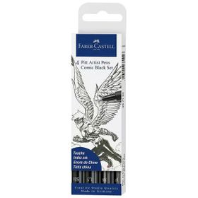 Faber Castell Pitt Artist Pens 4'lü Comic Black Set