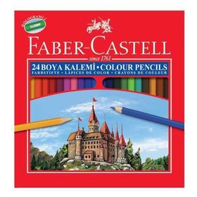 Faber Castell Tam Boy 24 Renk Karton Kutu Kuru Boya Kalemi