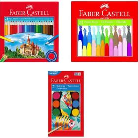 Faber Castell Trendbizim Faber-castell 21'li Sulu Boya + 24'lü Kuru Ve Pastel Boya Seti tb0037