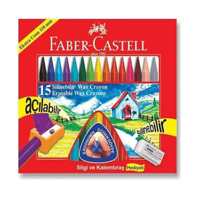 Faber Castell Wax Crayon 4 Renk Yeşil Tonları 12'li Mum Pastel Boya