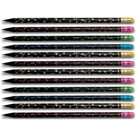 Faber-Castell Yayınları Party Silgili Yuvarlak Kurşun Kalem Siyah Ahşap 12 Li Paket MRKZS41957