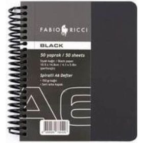 Fabio Ricci Black Siyah 50 Yaprak 150 gr A6 Spiralli Çizim Defteri