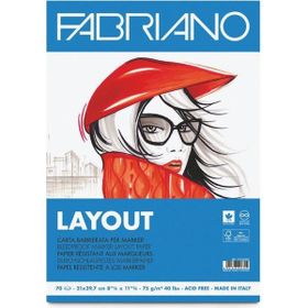 Fabriano Layout 75 gr A4 70 Yaprak Pürüzsüz ve Geçirimsiz Marker Blok