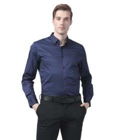Fabrika 5002790254 Saten Basic Düz Lacivert Erkek Gömlek