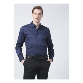 Fabrika 5002790254 Saten Basic Düz Lacivert Erkek Gömlek