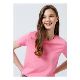 Fabrika 5003327954 TENGIZ Bej Bisiklet Yaka Basic Düz Kadın T-Shirt