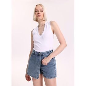 Fabrika 5003328166 Açık İndigo Kadın Mavi Relaxed Yıkamalı Şort Etek