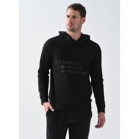 Fabrika ALBARIC Kapüşon Yaka Düz Siyah Erkek Sweatshirt