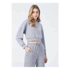 Fabrika B01-UST Kapüşon Yaka Düz Gri Kadın Sweatshırt