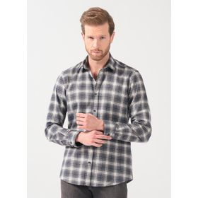 Fabrika CM RYAND 8 Comfort Yaka Ekose Lacivert Erkek Gömlek