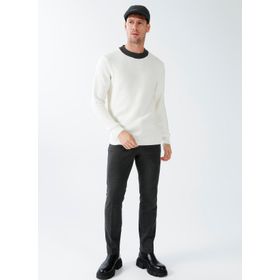 Fabrika Comfort CM KZK 19 O Yaka Armürlü Ekru Erkek Kazak