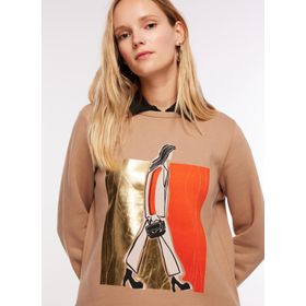 Fabrika Comfort FC3WL-SWT12 Bisiklet Yaka Varaklı Deve Tüyü Kadın Sweatshirt