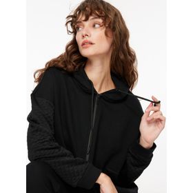 Fabrika Comfort FC3WL-SWT13 Düz Siyah Kapüşon Yaka Kadın Sweatshirt