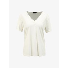 Fabrika Comfort FC4SL-TST0251 Kırık Beyaz V Yaka Basic Kadın T-shirt