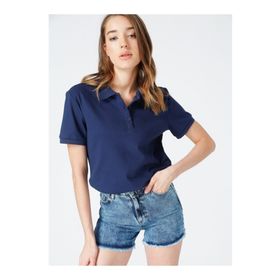 Fabrika DEEP Polo Yaka Basic Düz Kadın T-Shirt